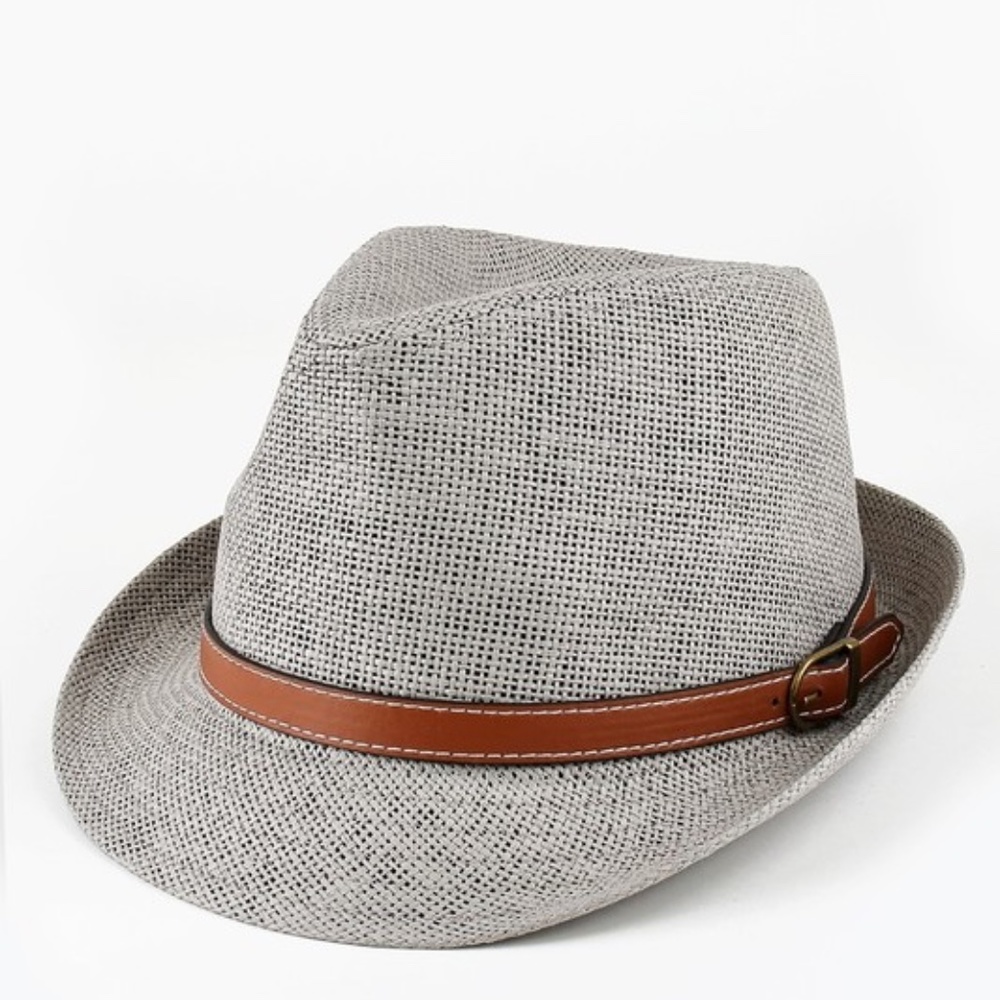 boho leather belted trim straw fedora - Picture 7 of 7